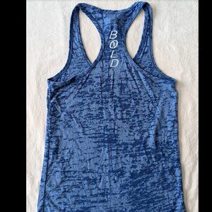 NEW  SLIM FIT BLUE BOLD TANK WOMEN TEEN EMPOWERMENT GYM WORKOUT ACTIVE
